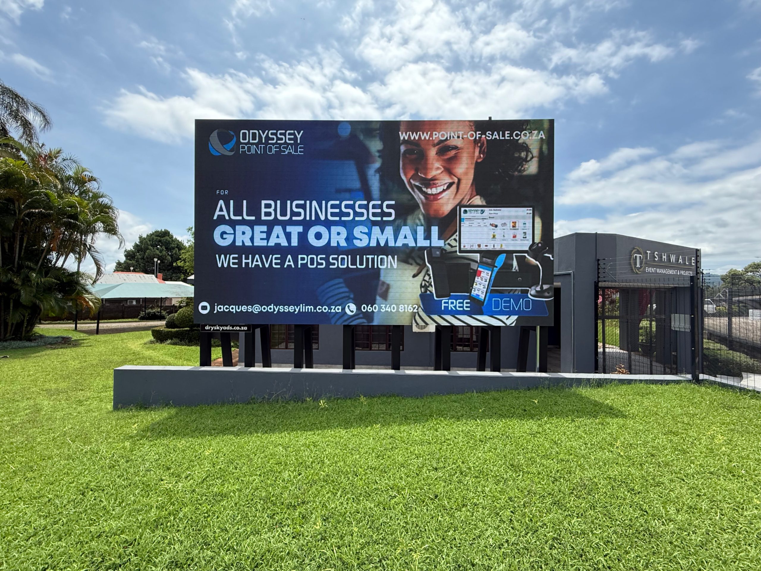 The Dry Sky Ads electronic billboard on Windsor Street, Tzaneen